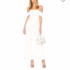 Off the shoulder white jumpsuit
